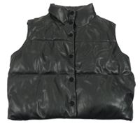 Černá prošívaná koženková zateplená vesta PRIMARK