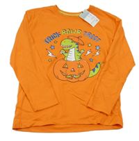 Nové - oranžové triko s dinosaurem a dýní PRIMARK