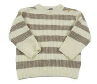 Smetanovo-kávový pruhovaný žebrovaný svetr KIABI