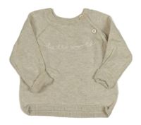 Světlebéžový melírovaný svetr s nápisem mamas&papas