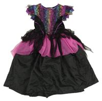 Kostým - černo-růžové šaty se vzorem a flitry a volánky Tu