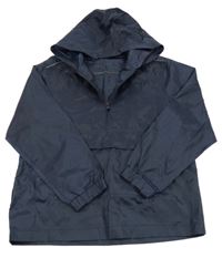 Tmavomodrá kostkovaná šusťáková nepromokavá větrovka s kapucí Matalan