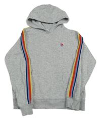 Světlešedá melírovaná mikina se srdíčkem a kapsou a pruhy a kapucí M&S