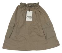 Nové - šedohnědá cargo paper bag sukně ZARA