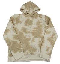 Hnědo-světlebéžová batikovaná mikina s kapsou a kapucí H&M
