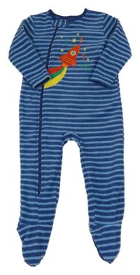 Tmavomodro-modrý pruhovaný fleecový overal s raketou St. Bernard