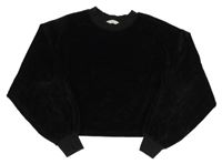 Černá plyšová crop mikina Candy Couture