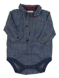 Modré riflové košilové body s kapsou Next