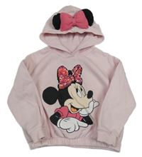 Světlerůžová oversize mikina s Minnie s překlápěcími flitry a kapucí C&A