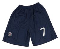 Tmavomodré sportovní fotbalové kraťasy Paris Saint-Germain a číslem