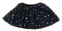 Tmavomodrá tylová sukně se stříbrnými hvězdičkami PRIMARK