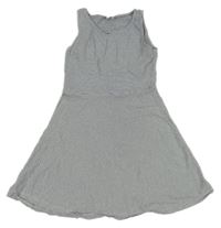 Bílo-tmavomodré pruhované šaty Page one young