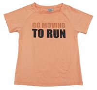 Světleoranžové melírované sportovní tričko s nápisy 