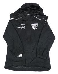 Černá šusťáková sportovní bunda se znakem a ukrývací kapucí hummel