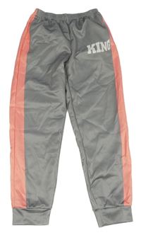 Černo-růžové sportovní tepláky s nápisem