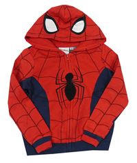 Červeno-tmavomodrá propínací mikina Spiderman s kapucí Marvel