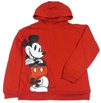 Červená mikina s Mickey mousem a kapucí zn. Primark