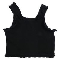 Černý žebrovaný crop top s kanýry Zara