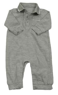Šedý melírovaný žebrovaný polo overal s kapsou Matalan