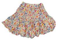 Bílo-barevná květovaná lehká sukně zn. Matalan