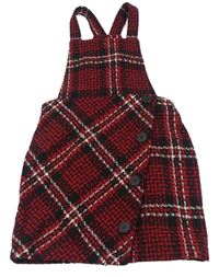 Červeno-černo-bílé kostkované vlněné šaty s knoflíky zn. Matalan