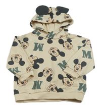 Béžová mikina s Mickeym a kapucí H&M
