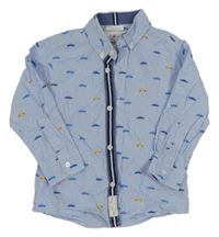 Modro-bílá pruhovaná košile s auty Jasper Conran