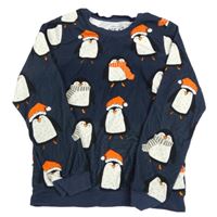 Tmavomodrá pyžamová mikina s tučňáky Next