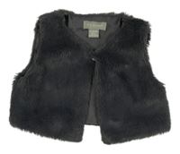 Tmavošedá kožešinová podšitá vesta Primark