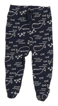 Tmavomodré polodupky s velrybami a rybkami Matalan