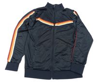 Tmavomodrá sportovní propínací mikina s pruhy