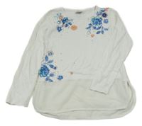 Bílé triko s květinami s flitry a halenkou Yigga