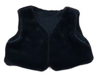 Tmavomodrá kožešinová podšitá crop vesta St. Bernard