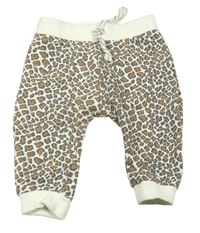 Smetanovo-hnědo-tmavošedé vzorované tepláky Ergee