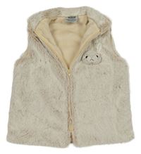 Béžová kožešinová zateplená vesta s králíkem