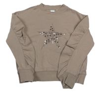 Hnědá mikina s hvězdou z flitrů a kamínků