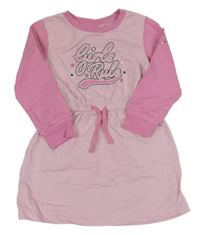 Růžové teplákové šaty s nápisem a hvězdami Little Kids