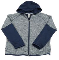 Tmavomodrá melírovaná sportovní propínací funkční mikina s kapucí Artengo