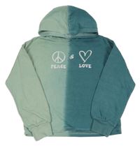 Zeleno-tmavozelená mikina s obrázky z flitrů a kapucí