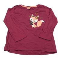 Vínové triko s liškou Kiki&Koko