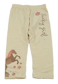 Béžové capri legíny s koněm a nápisem Little Kids