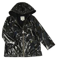 Černá třpytivá lesklá lehce zateplená bunda s kapucí River Island