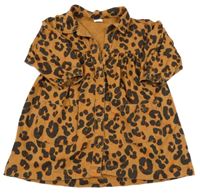 Hnědé riflové propínací košilové šaty s leopardím vzorem Next
