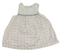 Bílé plátěné šaty s puntíky Obaibi