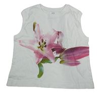 Bílý crop top s květy Zara
