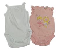 2x body - růžové body s princeznou a lvem + bílé body
