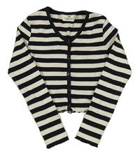 Černo-smetanové pruhované žebrované crop triko H&M