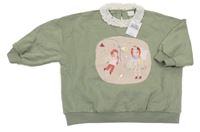 Nové - Khaki oversize mikina s vílami a límečkem Next