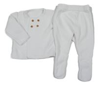 2set - Bílý propínací svetr + pletené polodupky Matalan