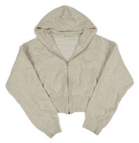 Světlešedá melírovaná propínací crop mikina s kapucí H&M